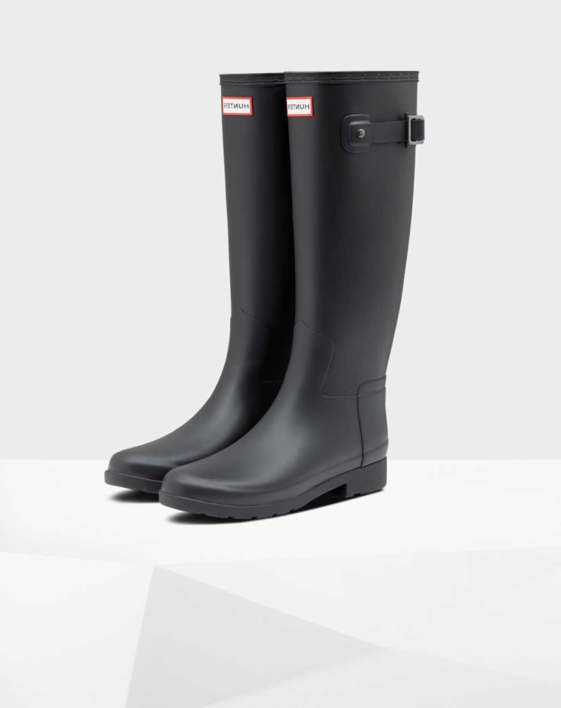 Black Women\'s Hunter Refined Slim Fit Wellington Tall Rain Boots | SLQM-47519