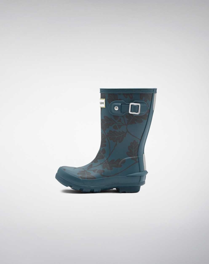 Blue Kids' Hunter Original Big National Trust Print Wellington Short Rain Boots | JQHW-27063