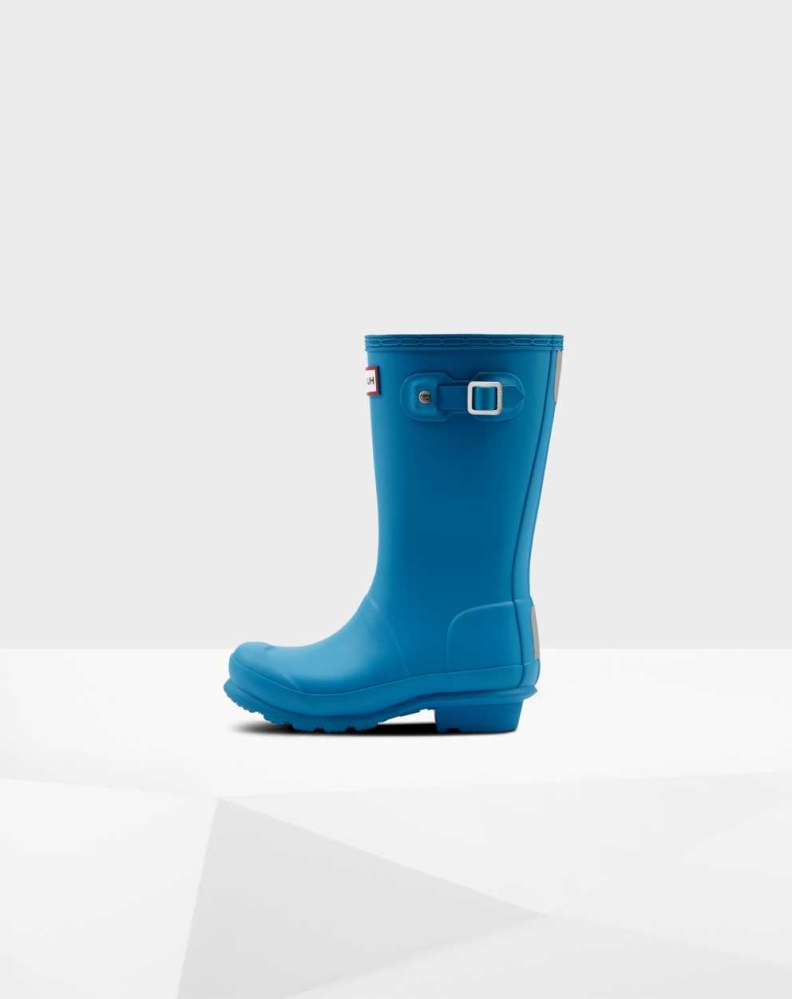 Blue Kids' Hunter Original Big Wellington Short Rain Boots | MPUX-53217