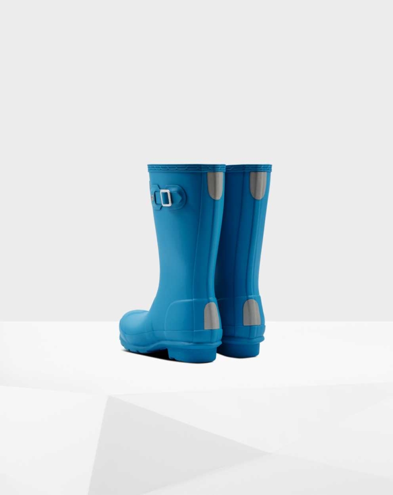 Blue Kids' Hunter Original Big Wellington Short Rain Boots | MPUX-53217