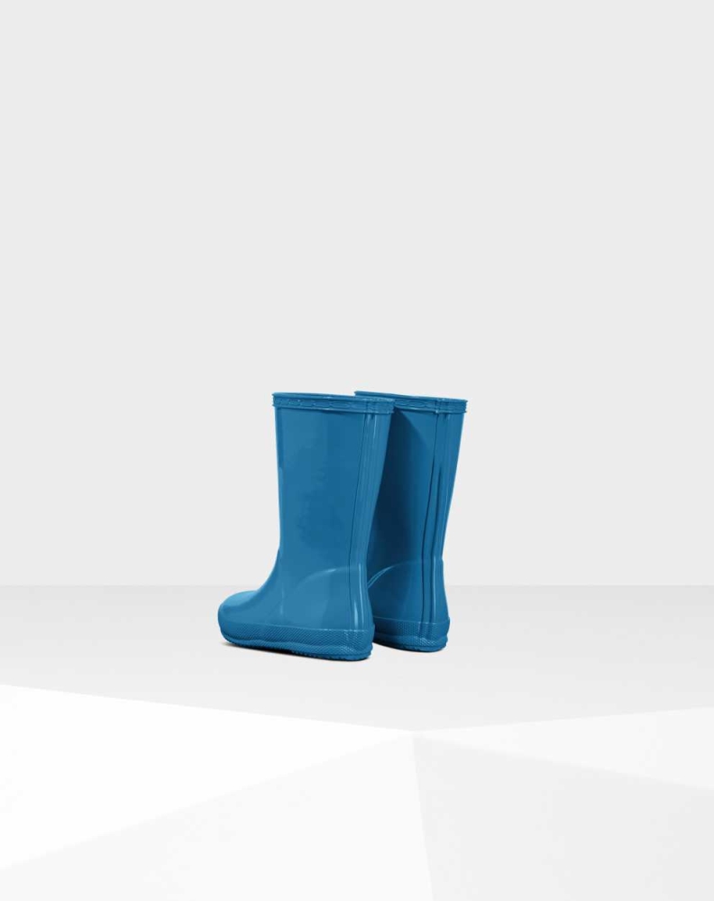 Blue Kids' Hunter Original First Classic Gloss Wellington Short Rain Boots | FBYI-47286