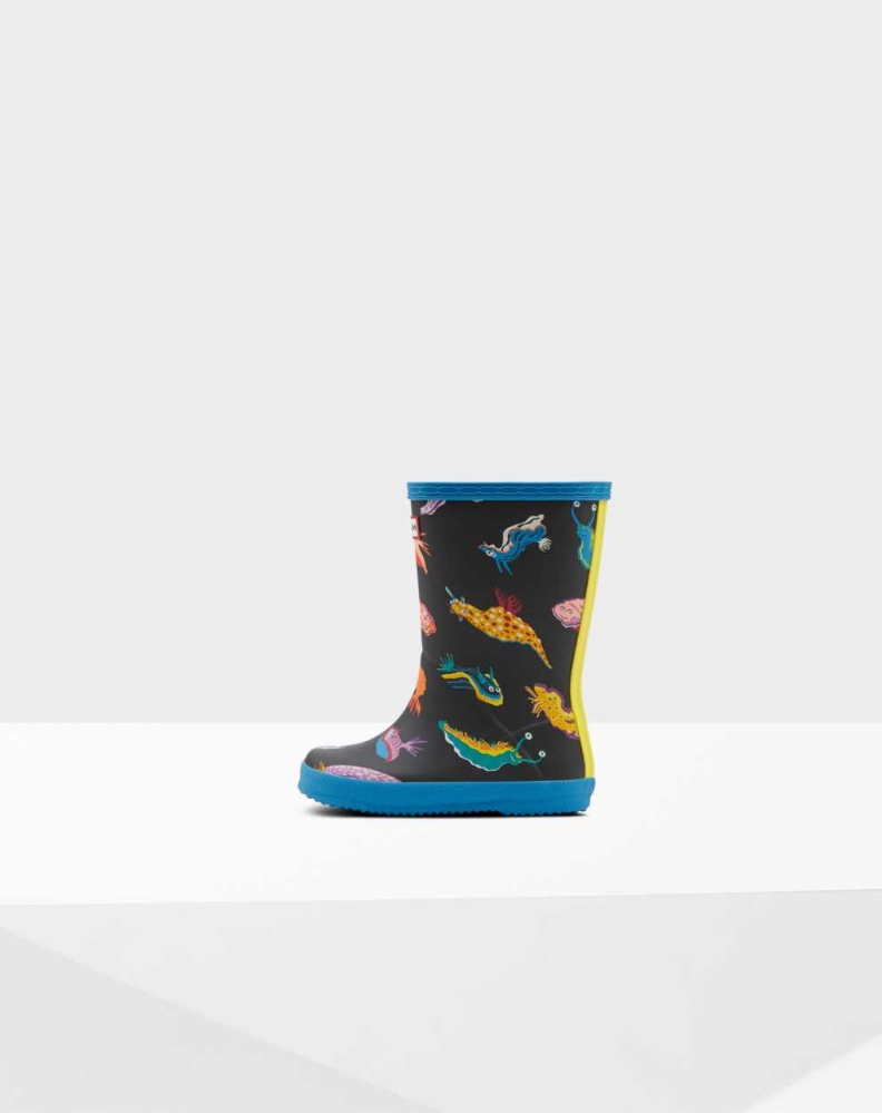 Blue Kids' Hunter Original First Classic Sea Monster Print Wellington Short Rain Boots | WSHF-24970