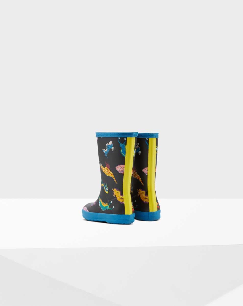 Blue Kids' Hunter Original First Classic Sea Monster Print Wellington Short Rain Boots | WSHF-24970