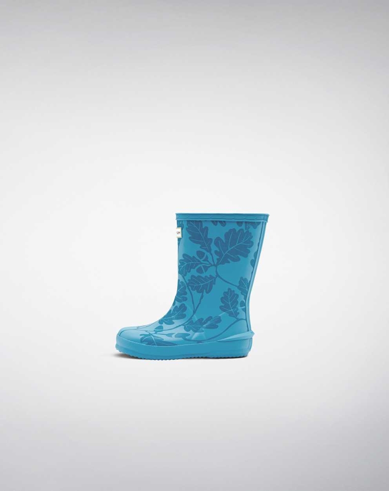 Blue Kids' Hunter Original First National Trust Print Wellington Short Rain Boots | OQCS-36174