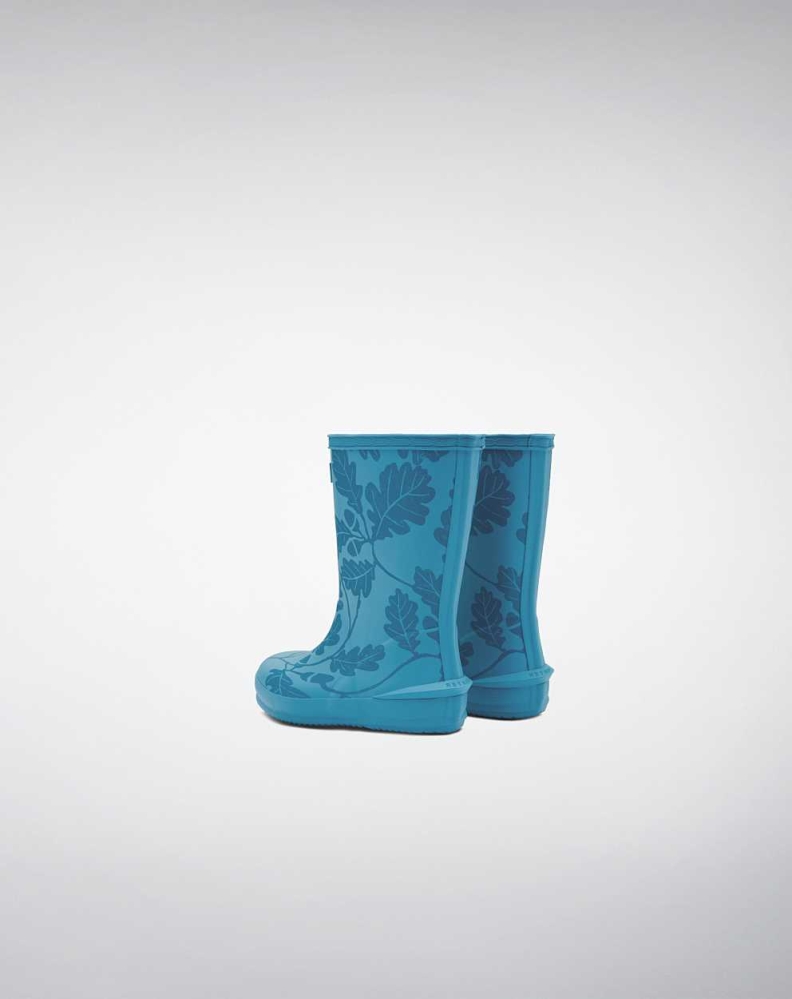 Blue Kids' Hunter Original First National Trust Print Wellington Short Rain Boots | OQCS-36174