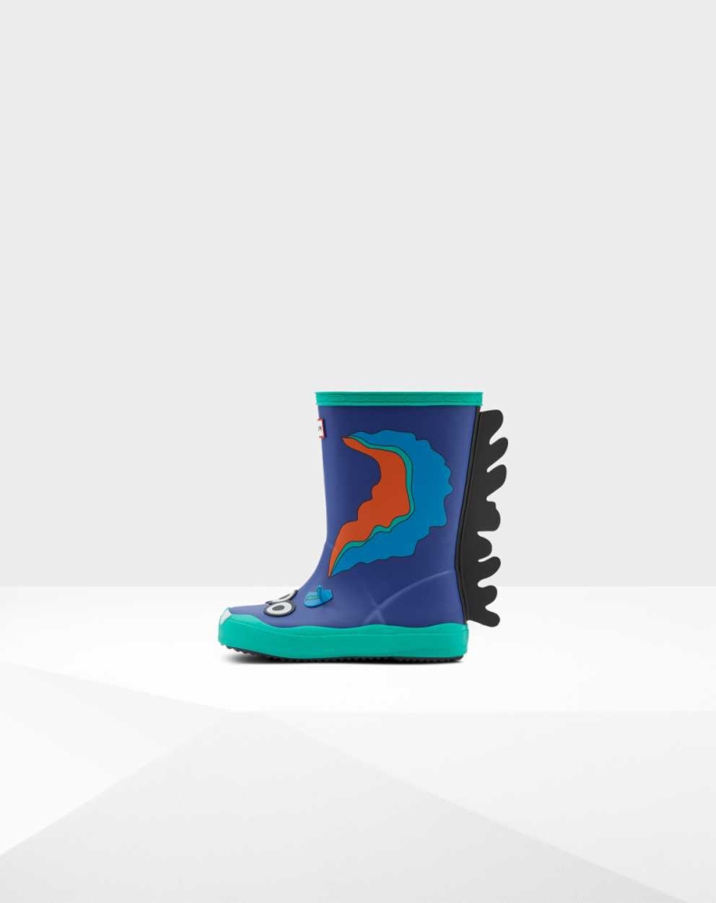 Blue Kids' Hunter Original First Sea Monster Character Wellington Short Rain Boots | WSPD-59304