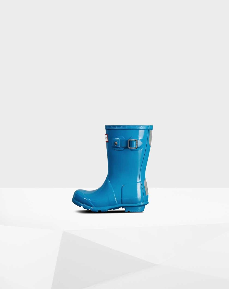 Blue Kids' Hunter Original Little Gloss Wellington Short Rain Boots | DBIL-75146