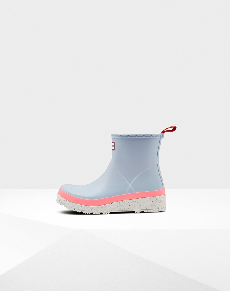 Blue Pink Women's Hunter Original Short Speckle Rain Play Boots | ZYOB-85607