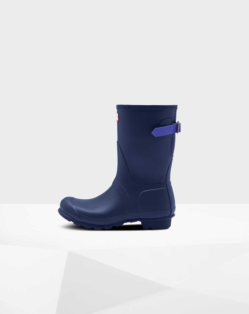 Blue Women's Hunter Original Back Wellington Short Rain Boots | EPSX-24063