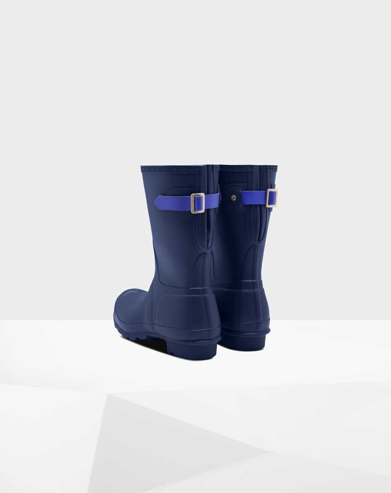 Blue Women's Hunter Original Back Wellington Short Rain Boots | EPSX-24063