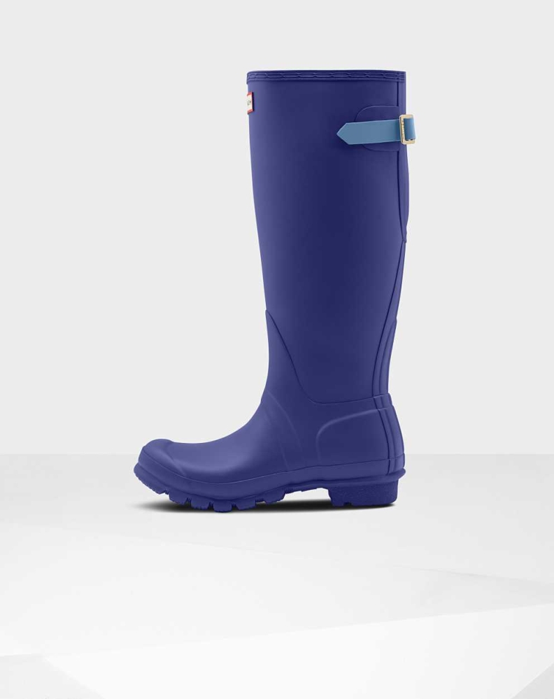 Blue Women's Hunter Original Back Wellington Tall Rain Boots | PWQI-75614