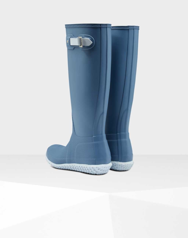 Blue Women's Hunter Original Flat Heel Calendar Sole Wellington Tall Rain Boots | MQDJ-81652