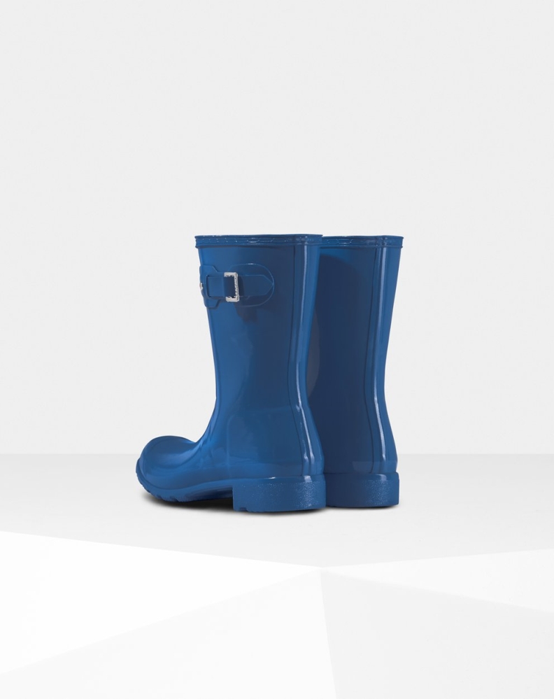 Blue Women's Hunter Original Tour Foldable Gloss Short Rain Boots | KATP-15938