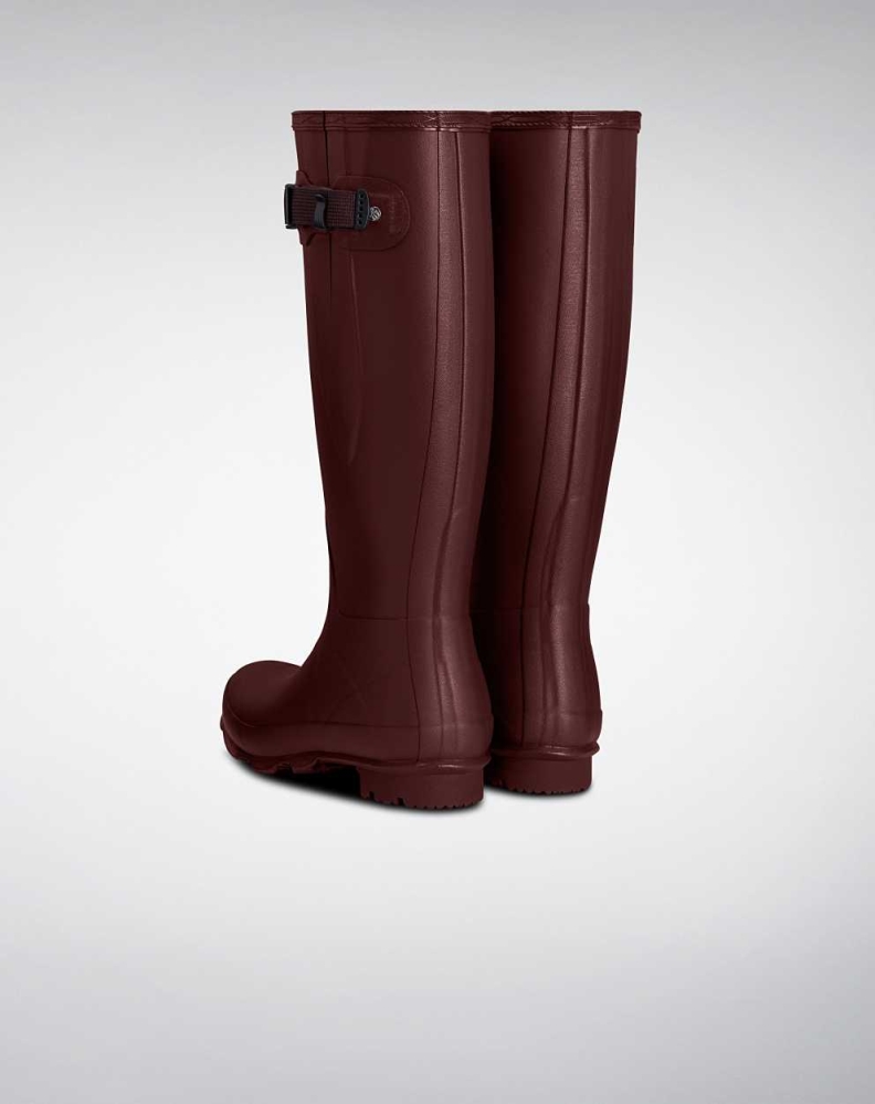 Burgundy Women's Hunter Norris Field Side Wellington Short Rain Boots | CZTD-96827