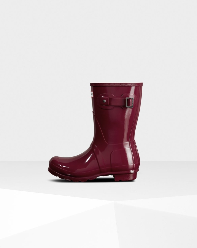 Burgundy Women's Hunter Original Gloss Short Rain Boots | GRTJ-24580