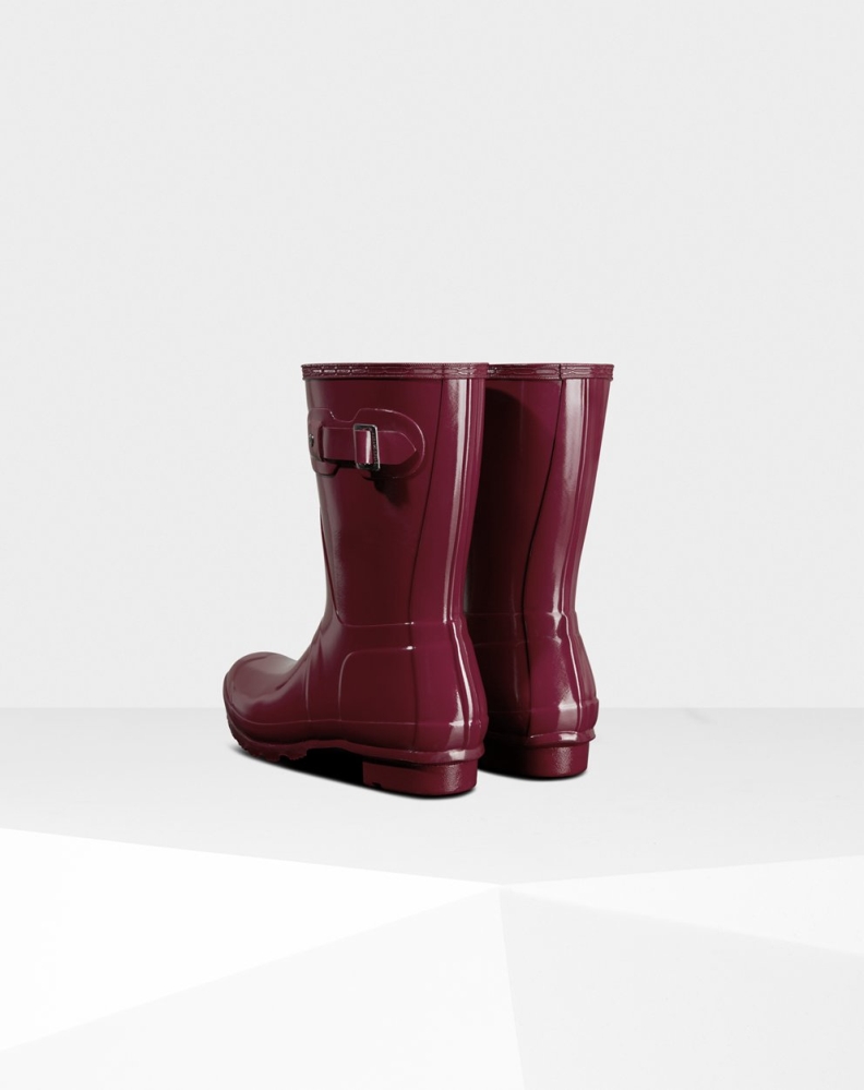 Burgundy Women's Hunter Original Gloss Short Rain Boots | GRTJ-24580