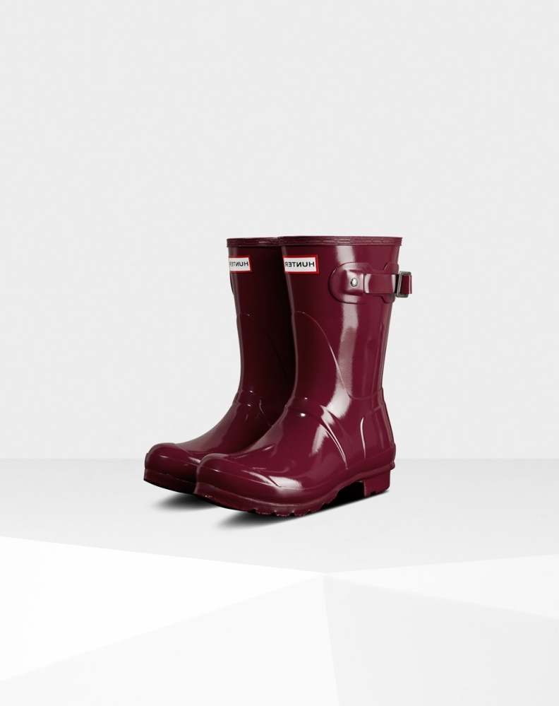 Burgundy Women\'s Hunter Original Gloss Short Rain Boots | GRTJ-24580