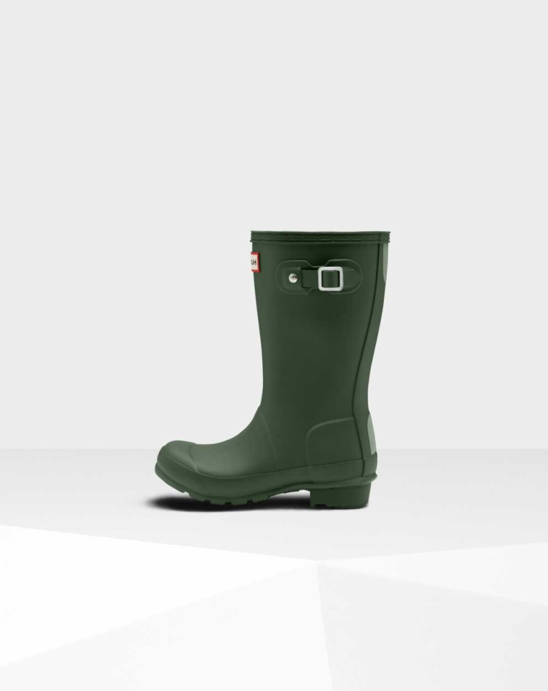 Green Kids' Hunter Original Big Wellington Short Rain Boots | YGDH-10673