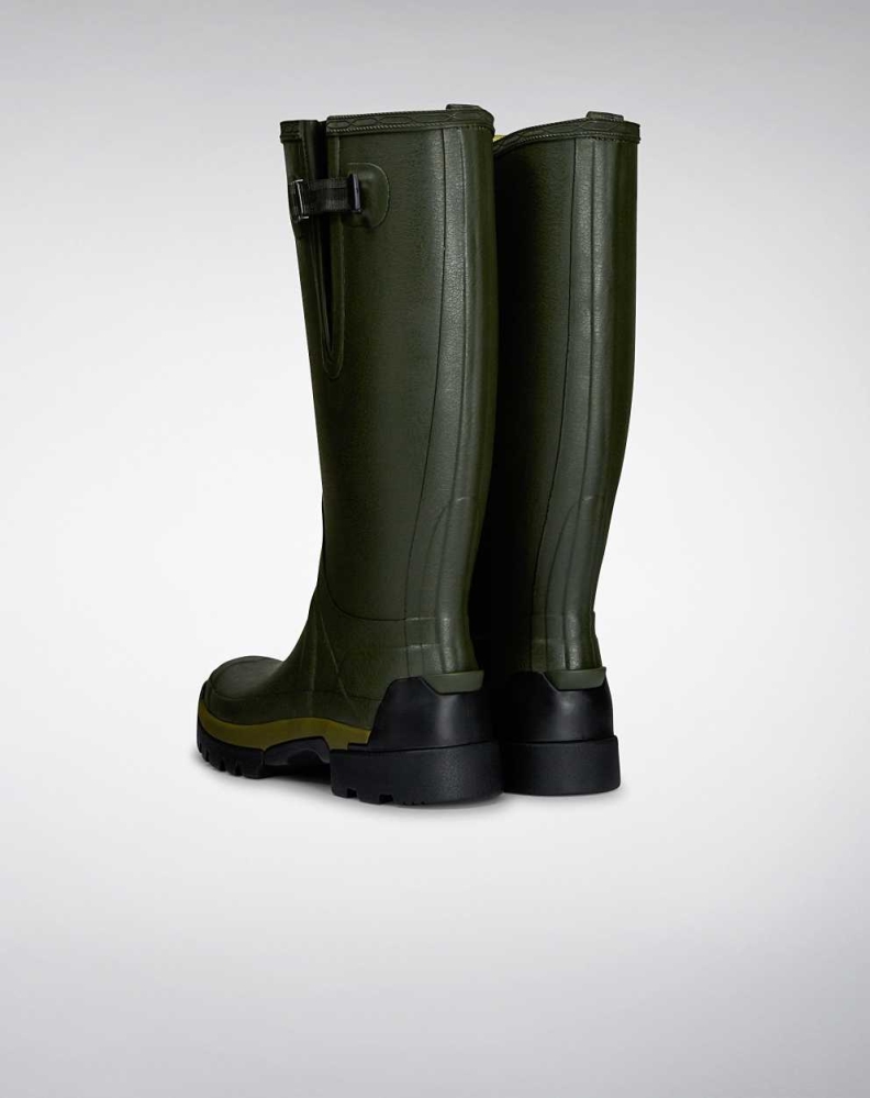 Green Men's Hunter Balmoral Bamboo Carbon Wellington Tall Rain Boots | PYAS-51638