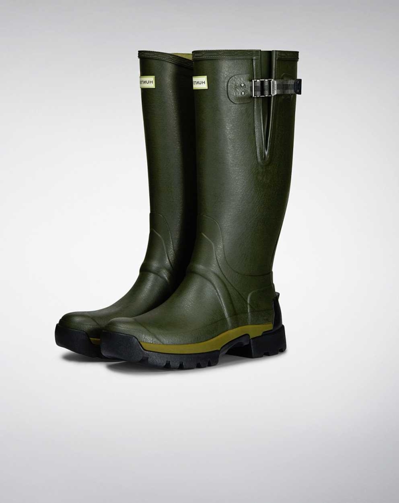 Green Men\'s Hunter Balmoral Bamboo Carbon Wellington Tall Rain Boots | PYAS-51638