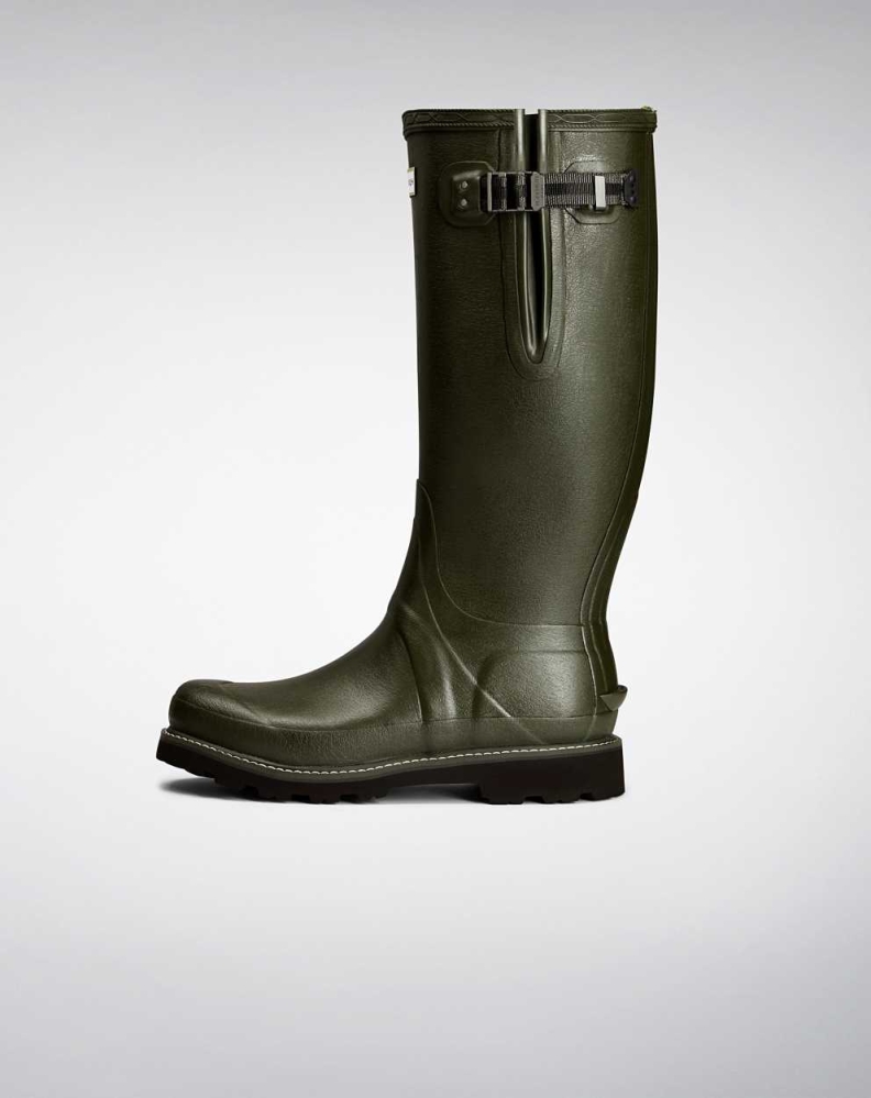 Green Men's Hunter Balmoral Side Adjustable Wellington Tall Rain Boots | OJYF-26310