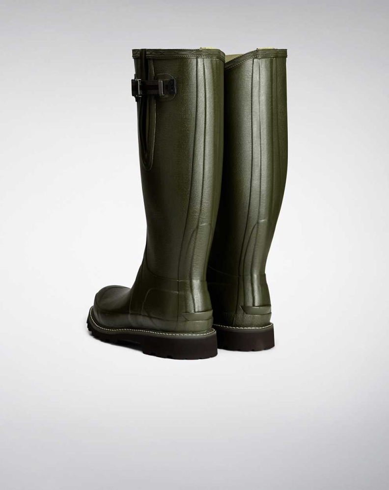 Green Men's Hunter Balmoral Side Adjustable Wellington Tall Rain Boots | OJYF-26310