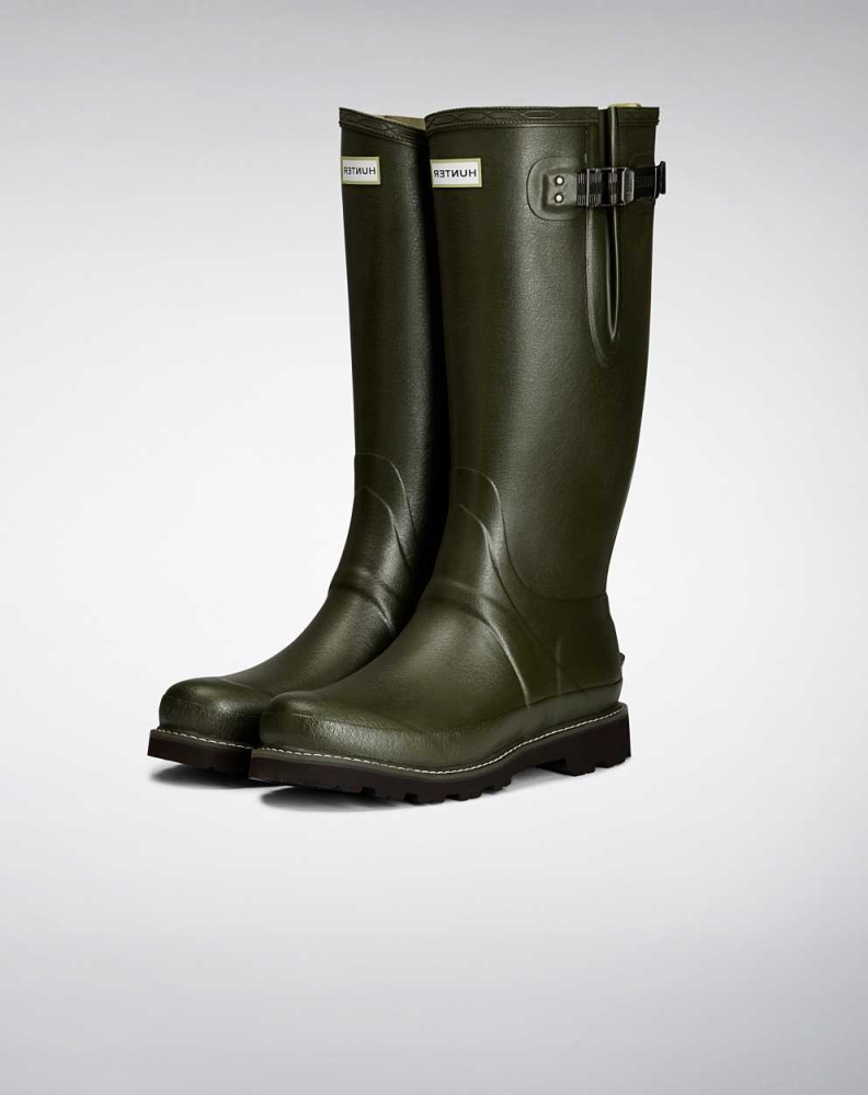 Green Men\'s Hunter Balmoral Side Adjustable Wellington Tall Rain Boots | OJYF-26310