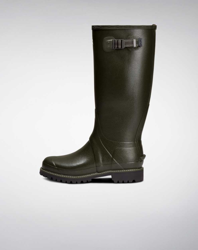 Green Men's Hunter Balmoral Wide Fit Wellington Tall Rain Boots | WAIP-96801