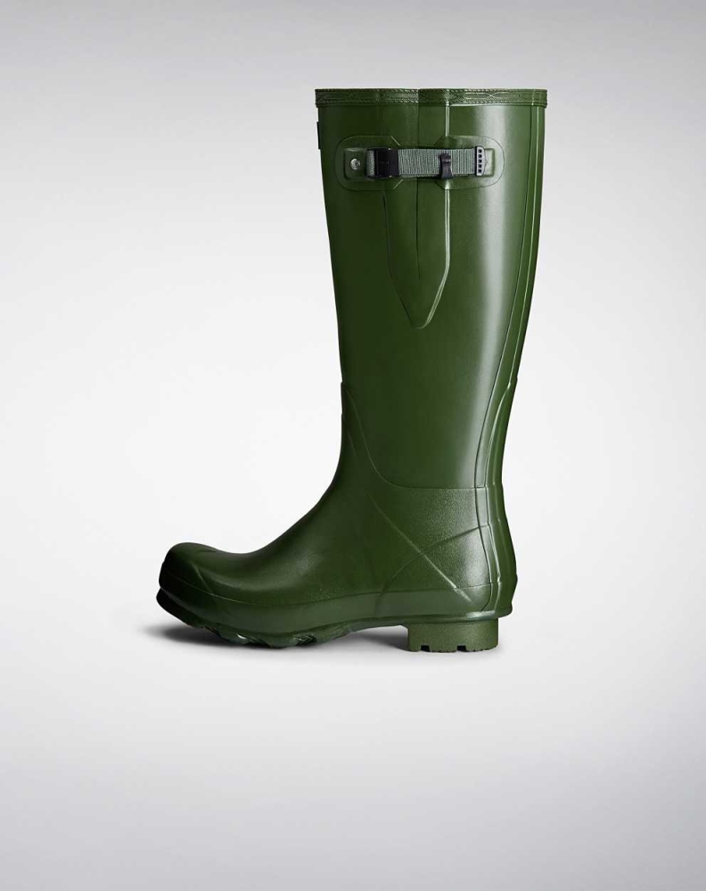 Green Men's Hunter Norris Field Side Adjustable Wellington Tall Rain Boots | CFKB-30178