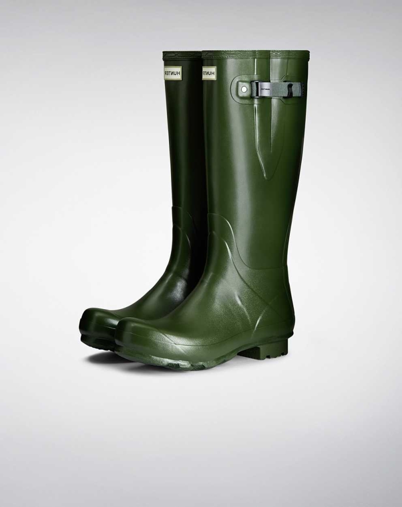 Green Men\'s Hunter Norris Field Side Adjustable Wellington Tall Rain Boots | CFKB-30178