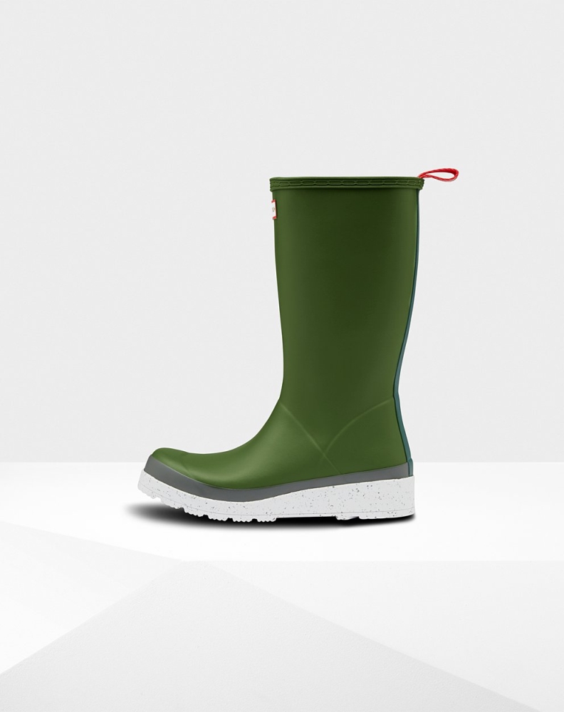 Green White Women's Hunter Original Tall Speckle Rain Play Boots | XYIQ-41762