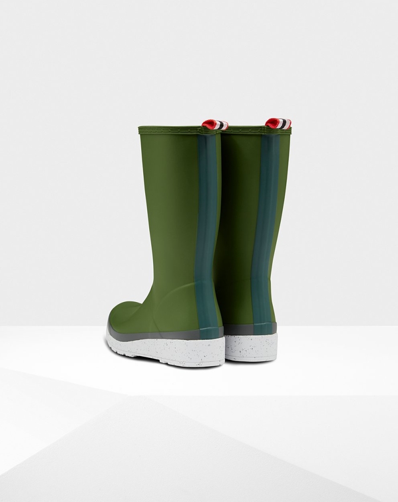 Green White Women's Hunter Original Tall Speckle Rain Play Boots | XYIQ-41762