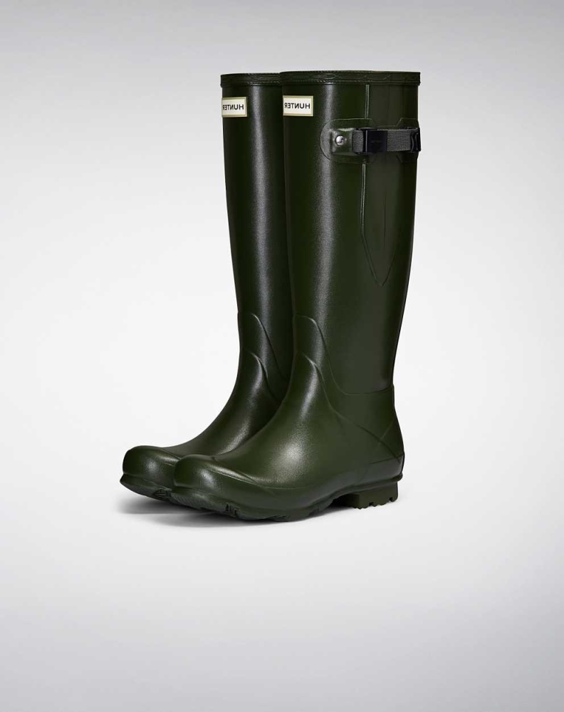 Green Women\'s Hunter Norris Field Side Wellington Short Rain Boots | VQLX-47639