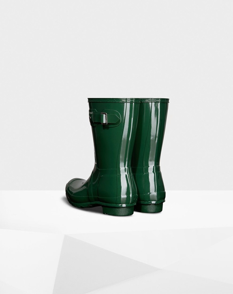 Green Women's Hunter Original Gloss Short Rain Boots | HGWI-54702