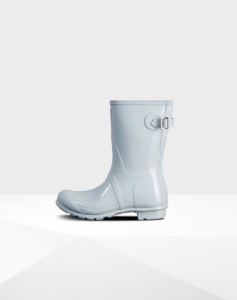 Grey Women's Hunter Original Back Gloss Wellington Short Rain Boots | EGSR-97431