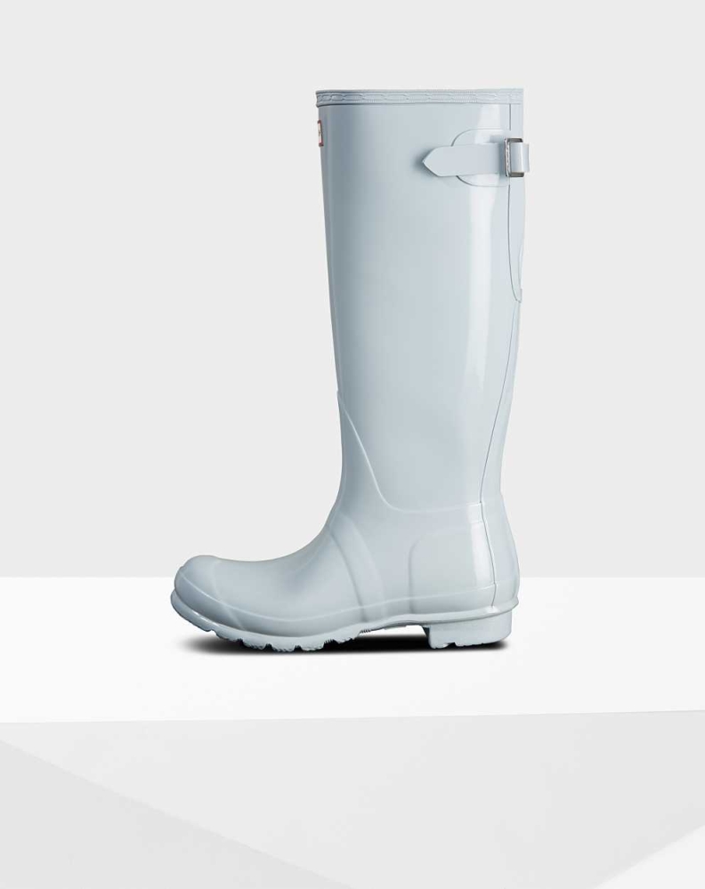 Grey Women's Hunter Original Back Gloss Wellington Tall Rain Boots | ZQMR-49301