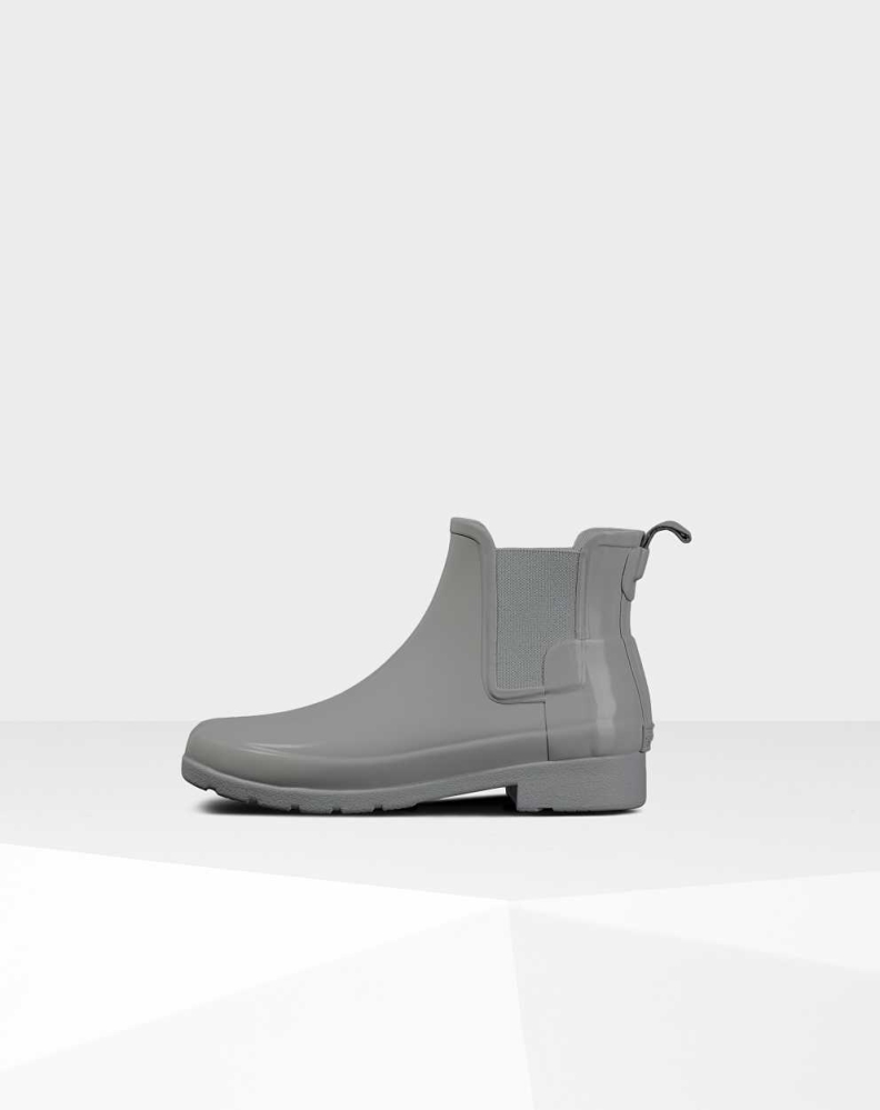 Grey Women's Hunter Refined Gloss Slim Fit Chelsea Boots | PBRW-71938