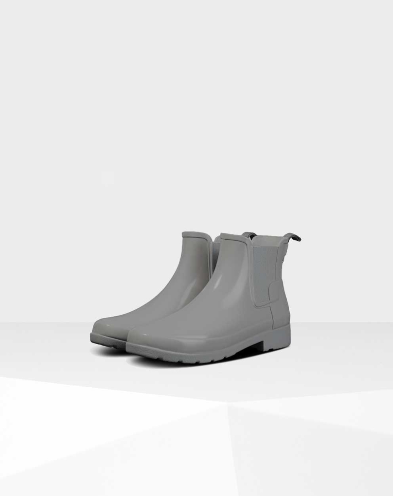 Grey Women\'s Hunter Refined Gloss Slim Fit Chelsea Boots | PBRW-71938