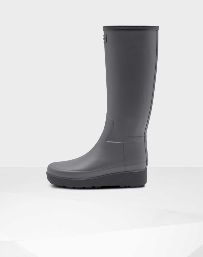 Grey Women's Hunter Refined Slim Fit Creeper Wellington Tall Rain Boots | HNWF-61052