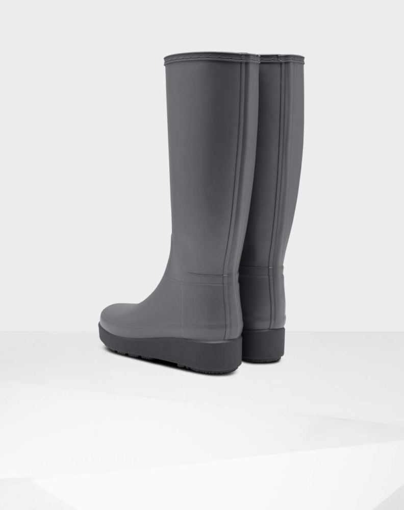 Grey Women's Hunter Refined Slim Fit Creeper Wellington Tall Rain Boots | HNWF-61052