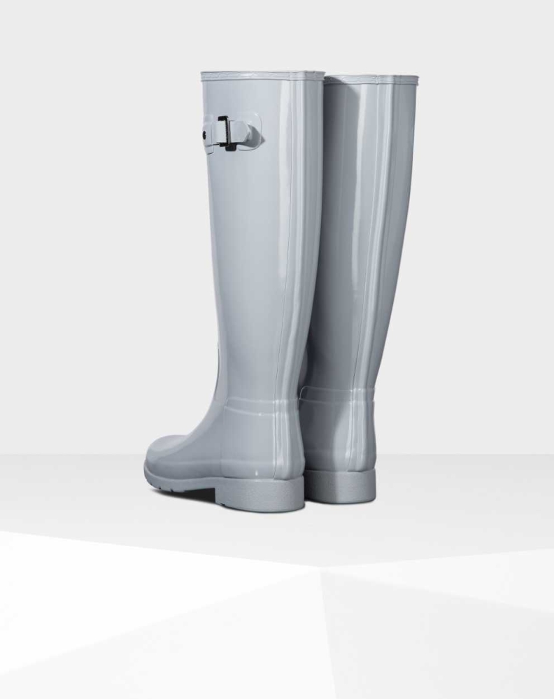 Grey Women's Hunter Refined Slim Fit Gloss Wellington Tall Rain Boots | ABIJ-12850