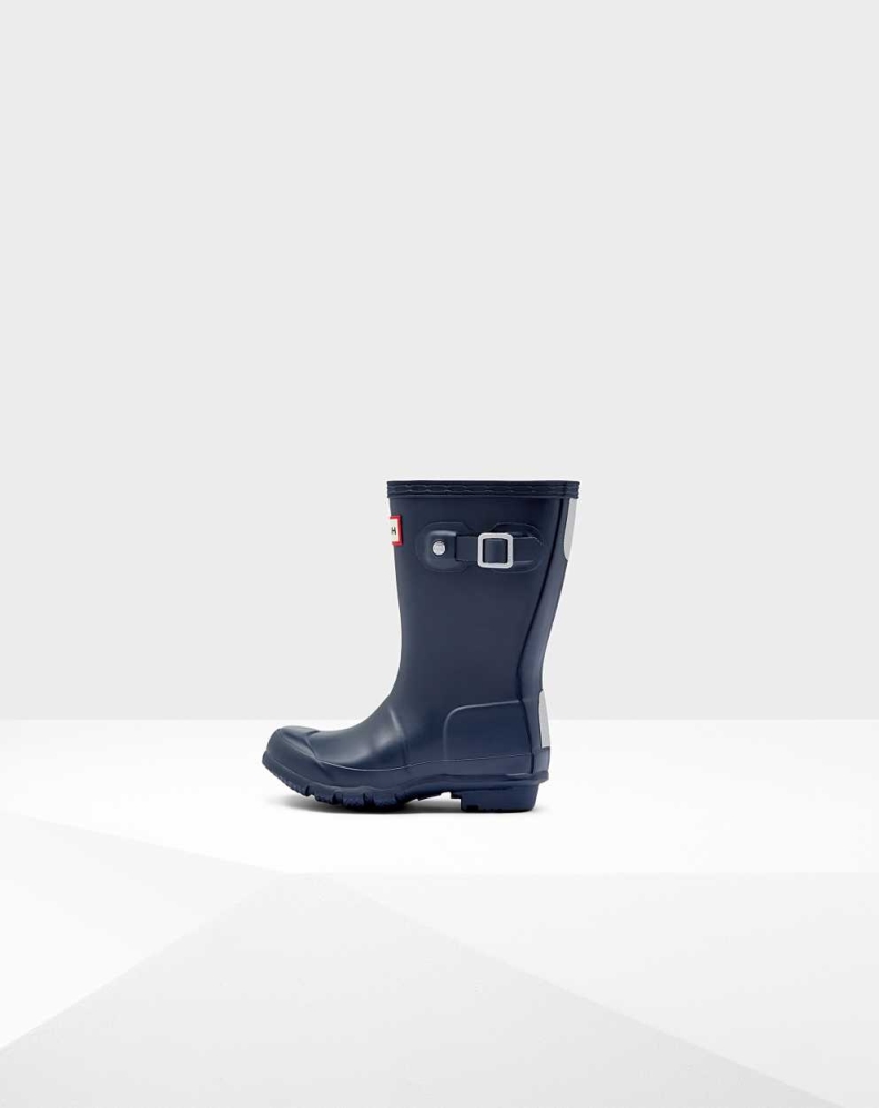 Navy Kids' Hunter Original Little Wellington Short Rain Boots | LFMD-18732