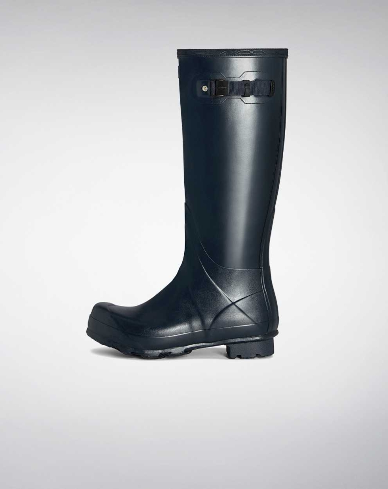 Navy Men's Hunter Norris Field Wellington Tall Rain Boots | OZIQ-23089