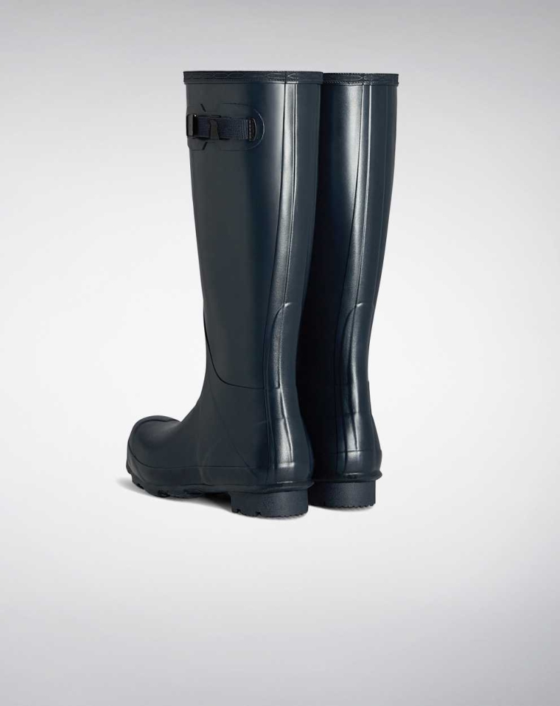 Navy Men's Hunter Norris Field Wellington Tall Rain Boots | OZIQ-23089