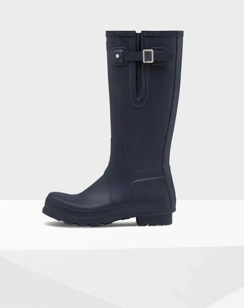 Navy Men's Hunter Original Side Adjustable Wellington Tall Rain Boots | YAJX-05637