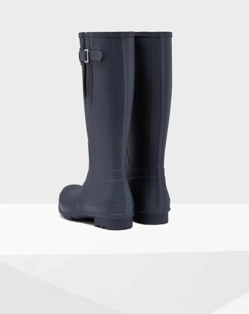 Navy Men's Hunter Original Side Adjustable Wellington Tall Rain Boots | YAJX-05637