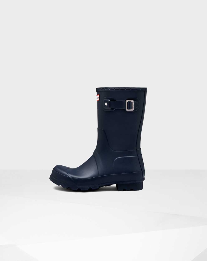 Navy Men's Hunter Original Wellington Short Rain Boots | UFDR-12309