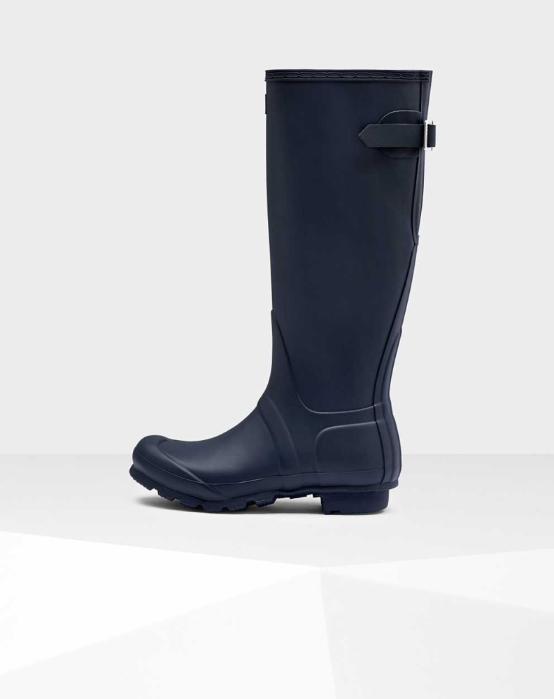 Navy Women's Hunter Original Back Wellington Tall Rain Boots | SBCV-82156