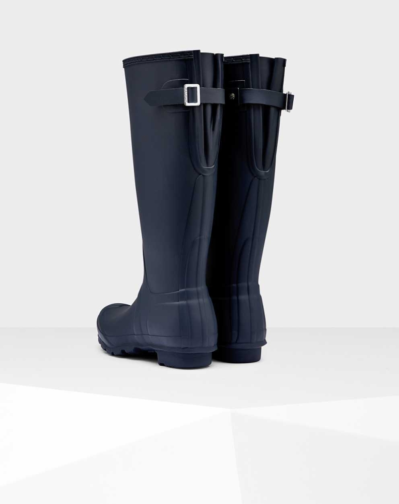 Navy Women's Hunter Original Back Wellington Tall Rain Boots | SBCV-82156