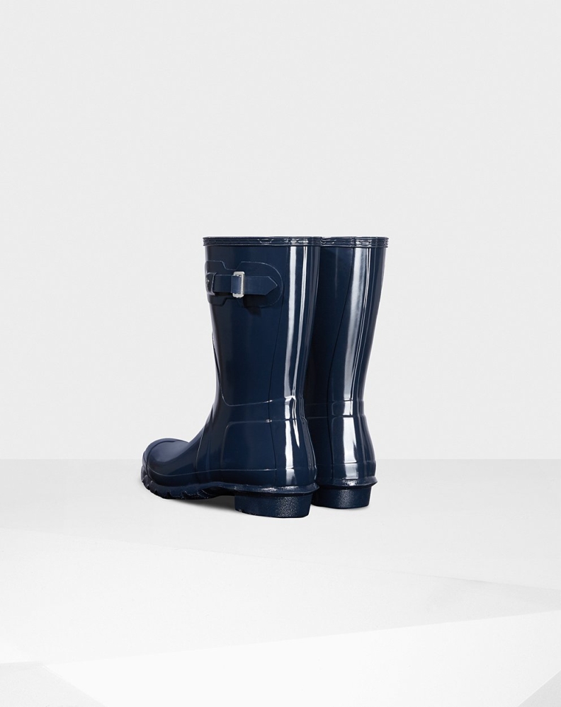 Navy Women's Hunter Original Gloss Short Rain Boots | EJTQ-03189